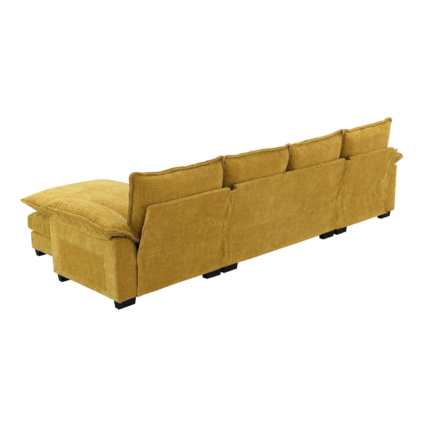 Modern Chenille Sectional Sofa With Double Cushions,Storage Pockets,Upholstered,L-Shaped Cloud Couch With Reversible Chaise