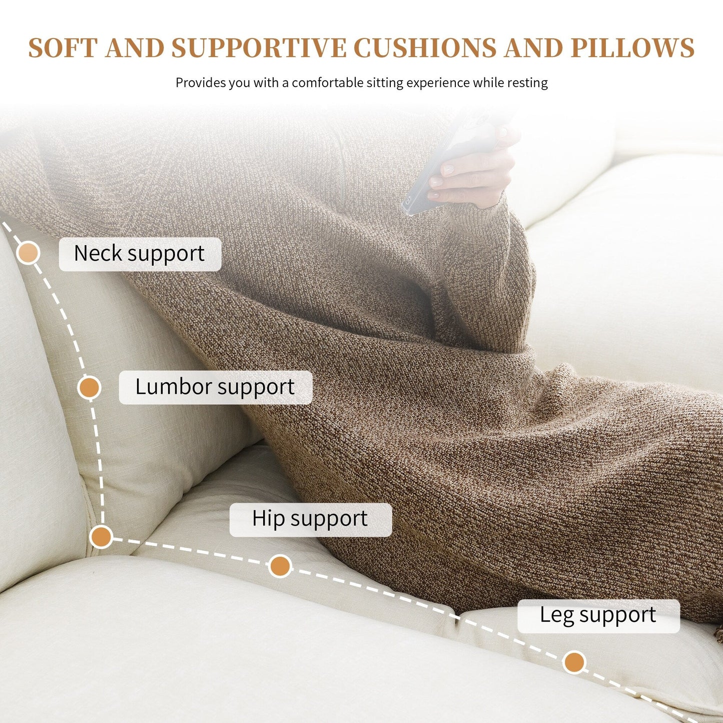 Modern Chenille Sectional Sofa With Double Cushions,Storage Pockets,Upholstered,L-Shaped Cloud Couch With Reversible Chaise