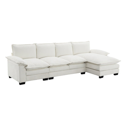 Modern Chenille Sectional Sofa With Double Cushions,Storage Pockets,Upholstered,L-Shaped Cloud Couch With Reversible Chaise