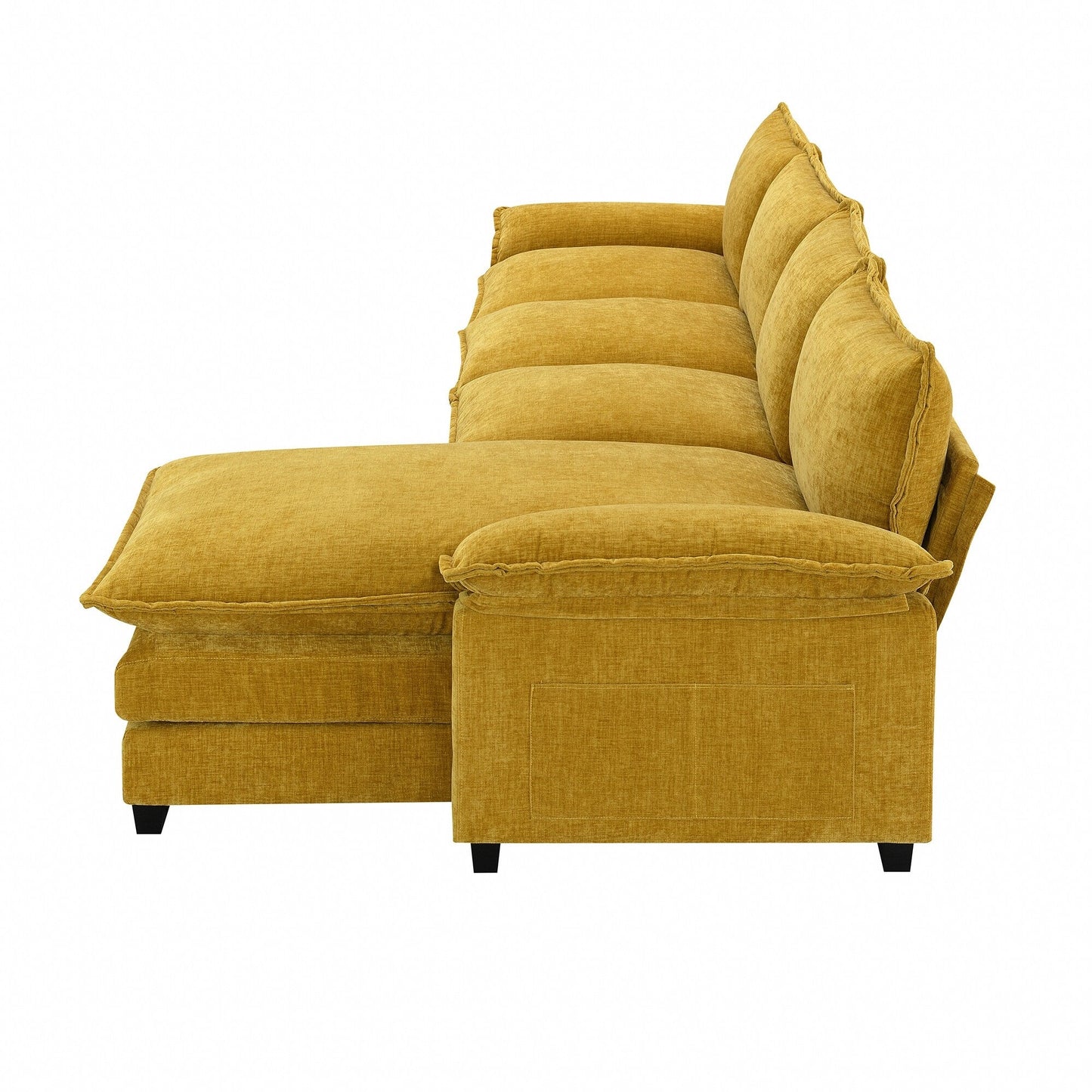 Modern Chenille Sectional Sofa With Double Cushions,Storage Pockets,Upholstered,L-Shaped Cloud Couch With Reversible Chaise
