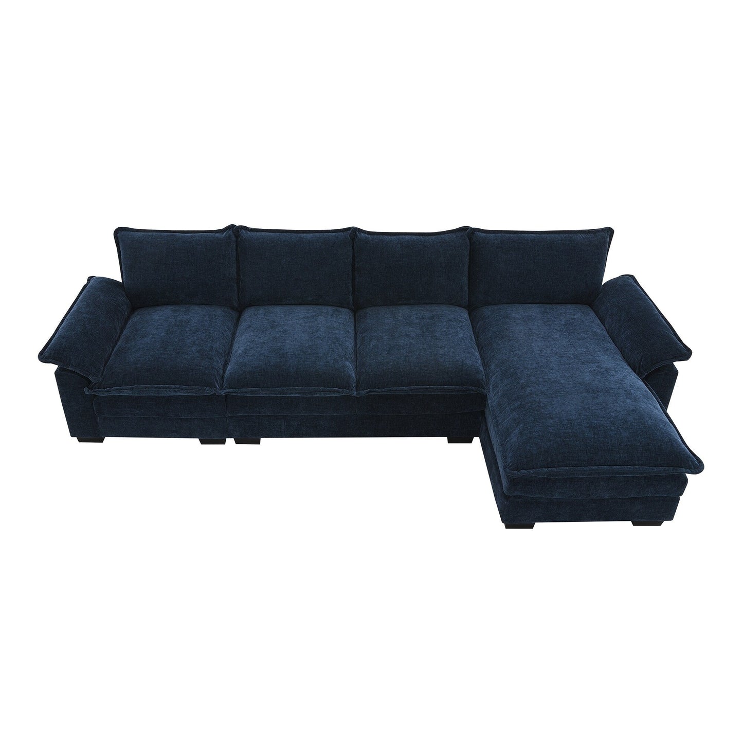 Modern Chenille Sectional Sofa With Double Cushions,Storage Pockets,Upholstered,L-Shaped Cloud Couch With Reversible Chaise