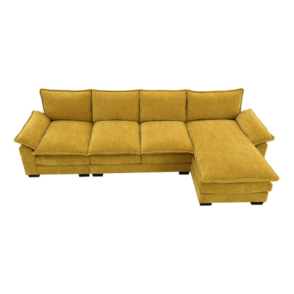 Modern Chenille Sectional Sofa With Double Cushions,Storage Pockets,Upholstered,L-Shaped Cloud Couch With Reversible Chaise