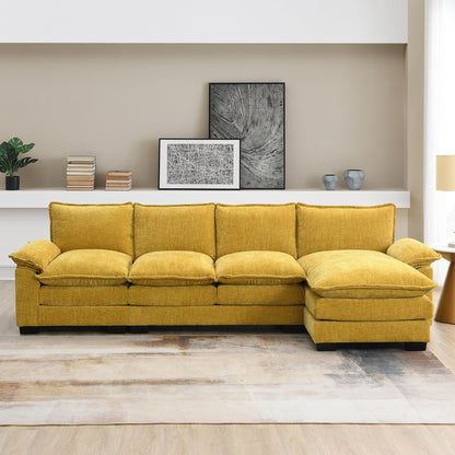 Modern Chenille Sectional Sofa With Double Cushions,Storage Pockets,Upholstered,L-Shaped Cloud Couch With Reversible Chaise