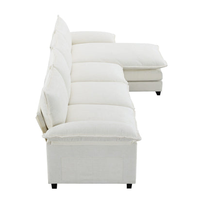 Modern Chenille Sectional Sofa With Double Cushions,Storage Pockets,Upholstered,L-Shaped Cloud Couch With Reversible Chaise