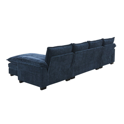Modern Chenille Sectional Sofa With Double Cushions,Storage Pockets,Upholstered,L-Shaped Cloud Couch With Reversible Chaise