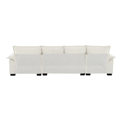 Modern Chenille Sectional Sofa With Double Cushions,Storage Pockets,Upholstered,L-Shaped Cloud Couch With Reversible Chaise