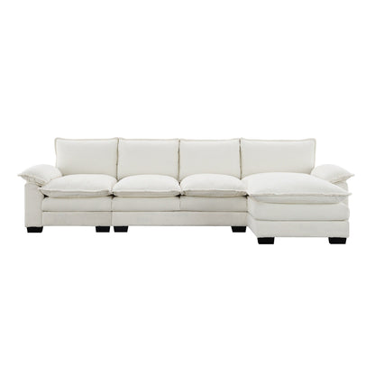Modern Chenille Sectional Sofa With Double Cushions,Storage Pockets,Upholstered,L-Shaped Cloud Couch With Reversible Chaise