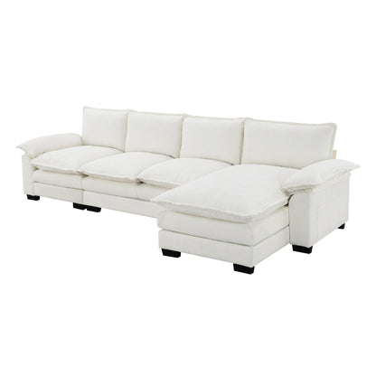 Modern Chenille Sectional Sofa With Double Cushions,Storage Pockets,Upholstered,L-Shaped Cloud Couch With Reversible Chaise