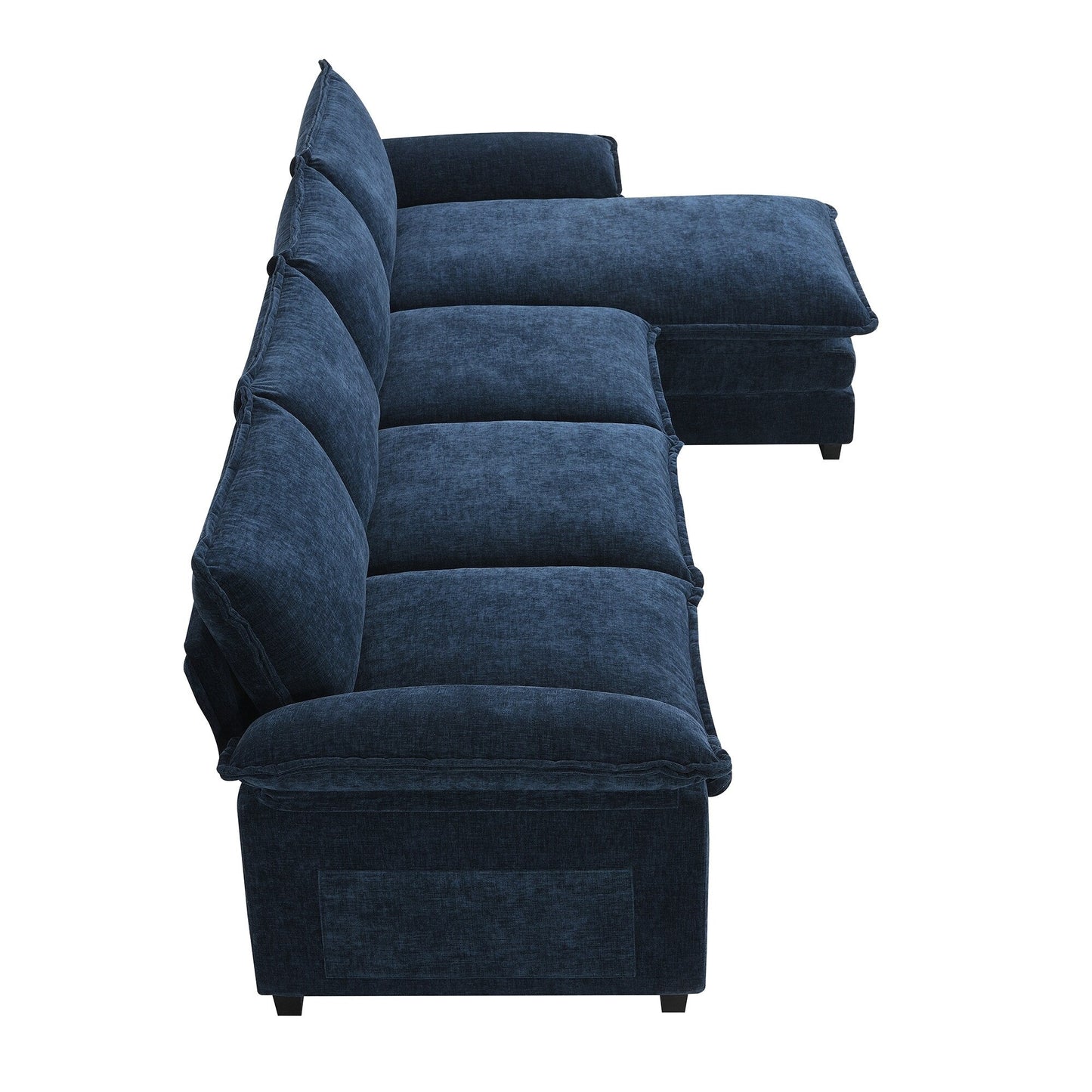 Modern Chenille Sectional Sofa With Double Cushions,Storage Pockets,Upholstered,L-Shaped Cloud Couch With Reversible Chaise