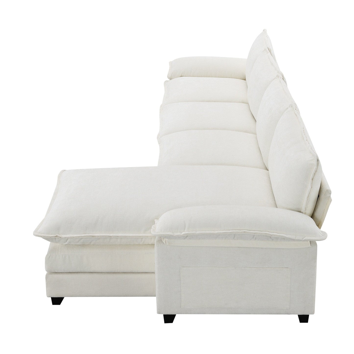 Modern Chenille Sectional Sofa With Double Cushions,Storage Pockets,Upholstered,L-Shaped Cloud Couch With Reversible Chaise