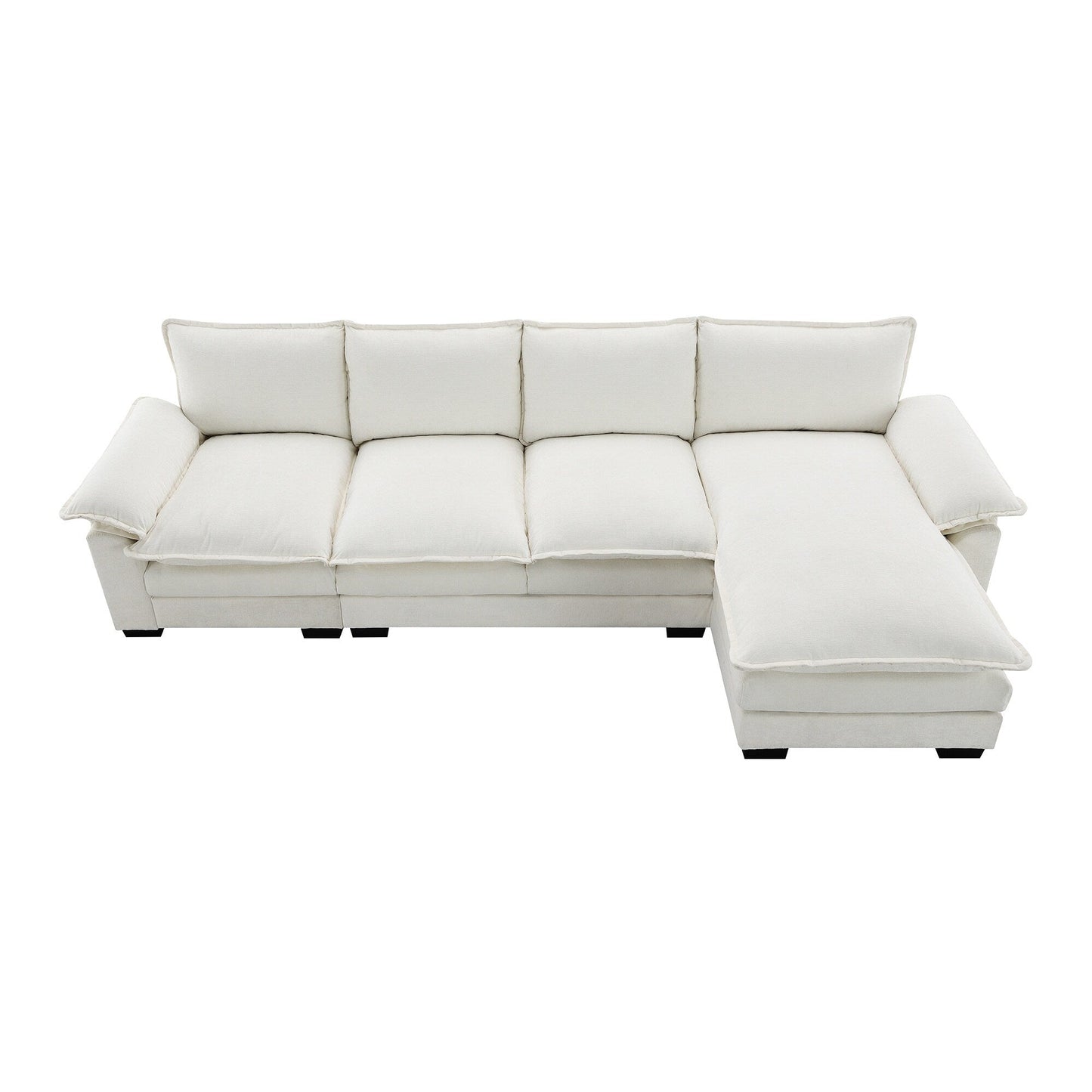 Modern Chenille Sectional Sofa With Double Cushions,Storage Pockets,Upholstered,L-Shaped Cloud Couch With Reversible Chaise
