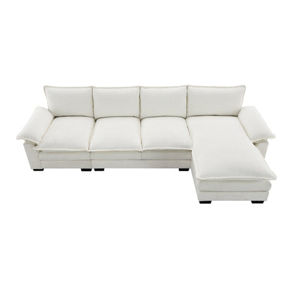 Modern Chenille Sectional Sofa With Double Cushions,Storage Pockets,Upholstered,L-Shaped Cloud Couch With Reversible Chaise