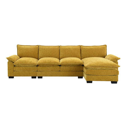Modern Chenille Sectional Sofa With Double Cushions,Storage Pockets,Upholstered,L-Shaped Cloud Couch With Reversible Chaise