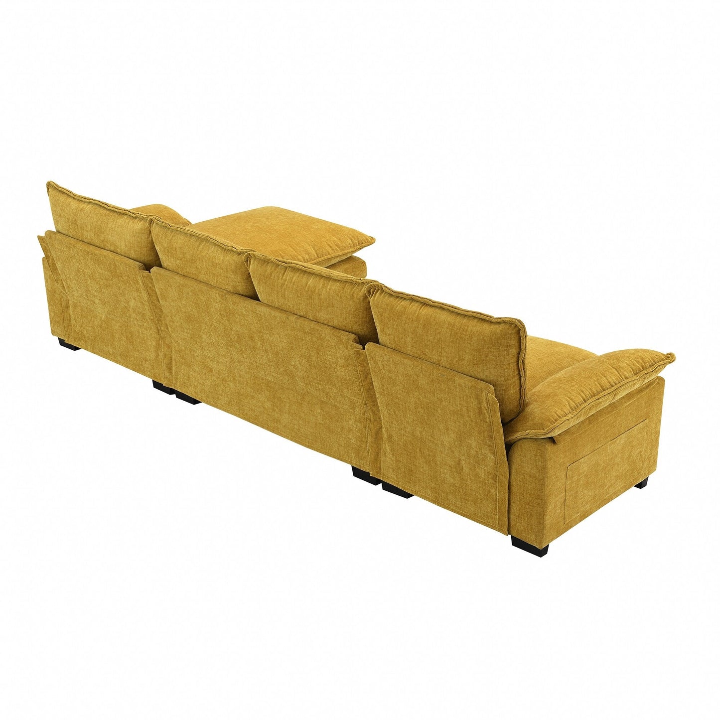 Modern Chenille Sectional Sofa With Double Cushions,Storage Pockets,Upholstered,L-Shaped Cloud Couch With Reversible Chaise