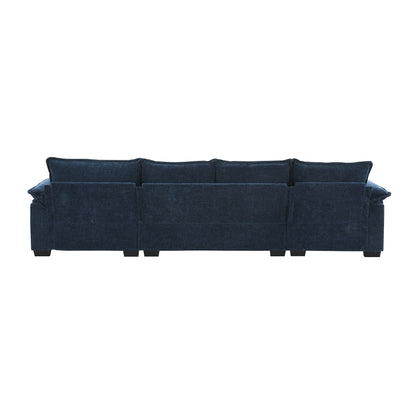 Modern Chenille Sectional Sofa With Double Cushions,Storage Pockets,Upholstered,L-Shaped Cloud Couch With Reversible Chaise