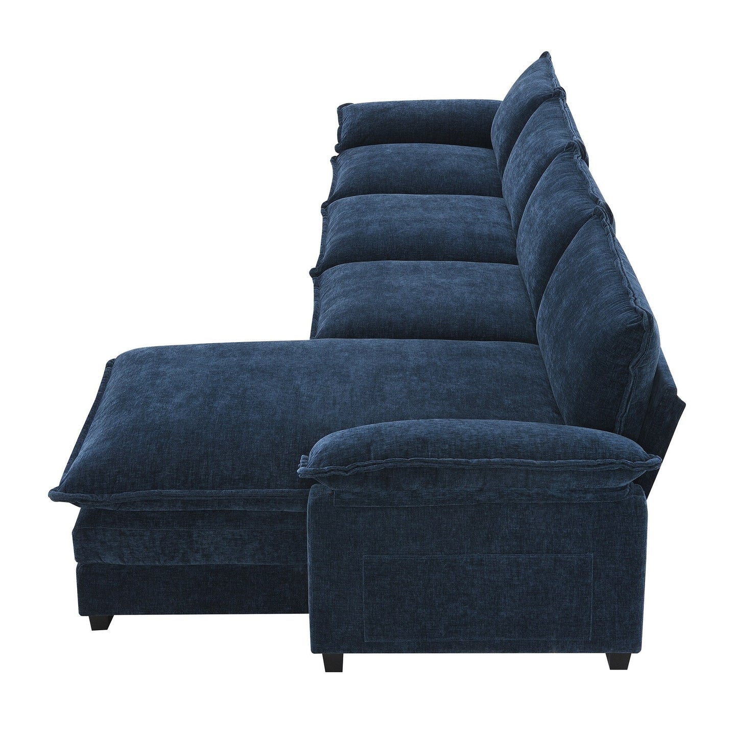 Modern Chenille Sectional Sofa With Double Cushions,Storage Pockets,Upholstered,L-Shaped Cloud Couch With Reversible Chaise