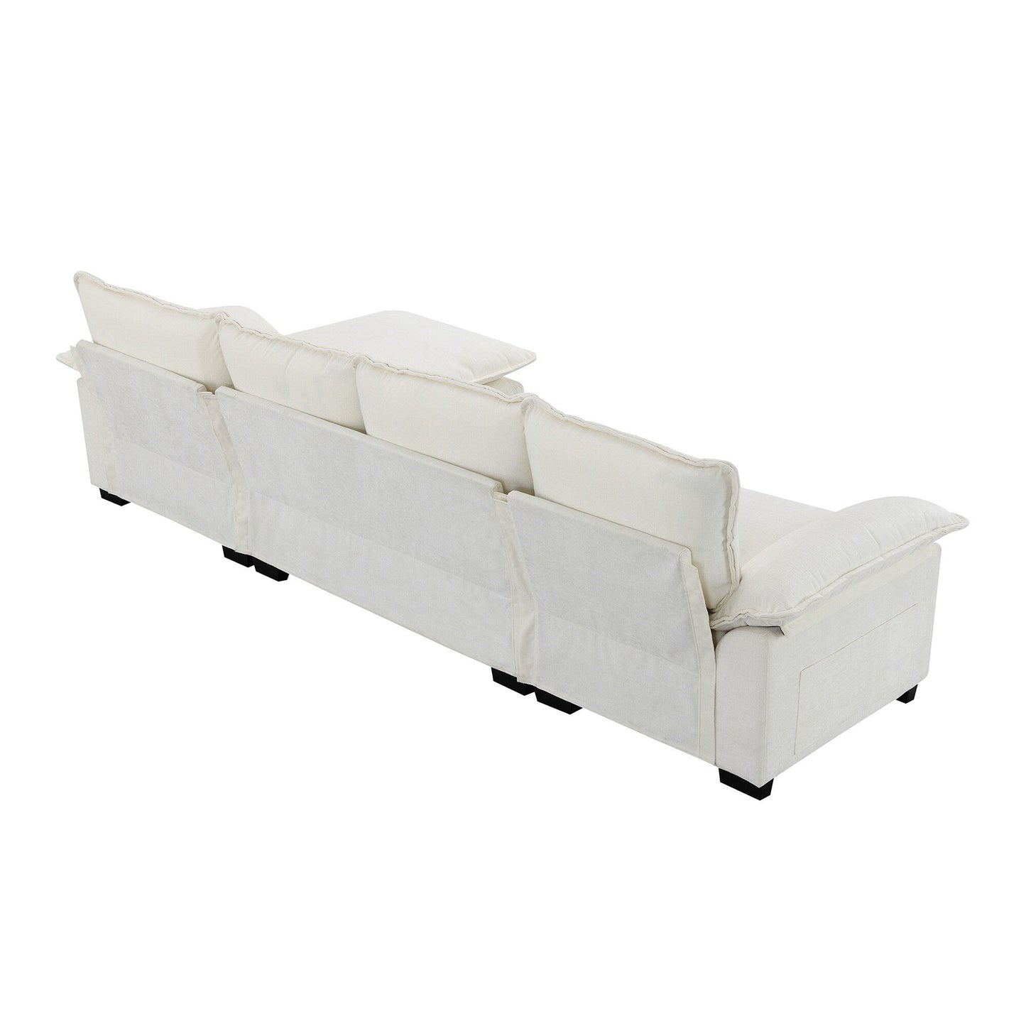 Modern Chenille Sectional Sofa With Double Cushions,Storage Pockets,Upholstered,L-Shaped Cloud Couch With Reversible Chaise