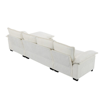 Modern Chenille Sectional Sofa With Double Cushions,Storage Pockets,Upholstered,L-Shaped Cloud Couch With Reversible Chaise