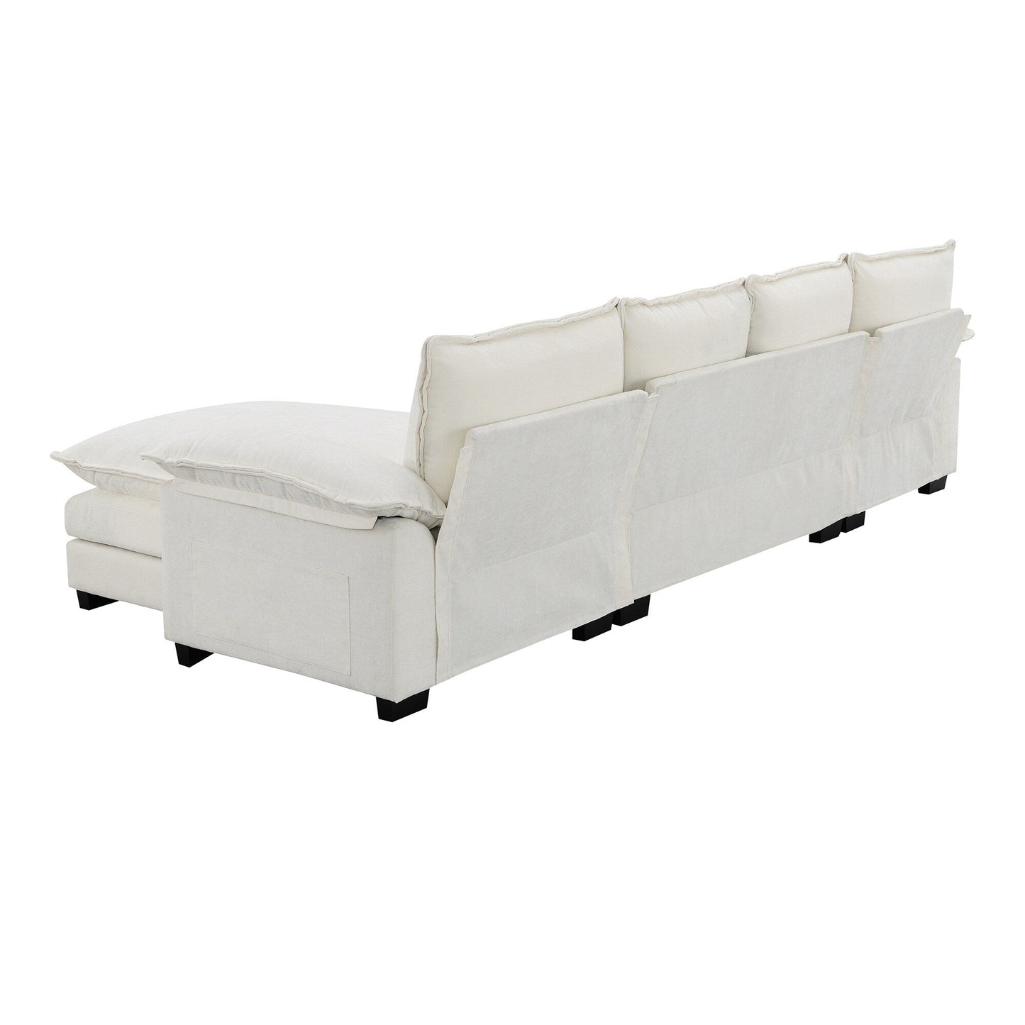 Modern Chenille Sectional Sofa With Double Cushions,Storage Pockets,Upholstered,L-Shaped Cloud Couch With Reversible Chaise