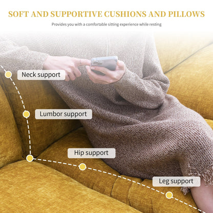 Modern Chenille Sectional Sofa With Double Cushions,Storage Pockets,Upholstered,L-Shaped Cloud Couch With Reversible Chaise