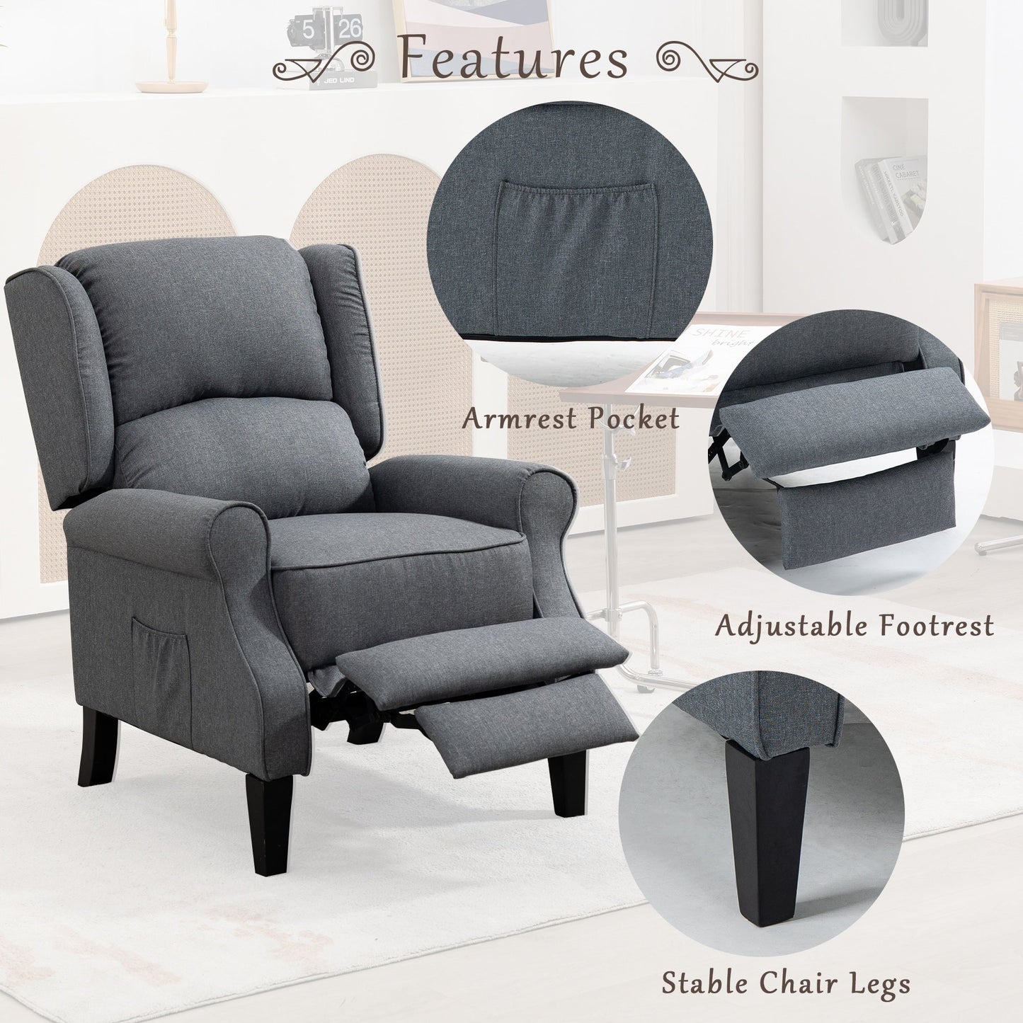 Modern Comfortable Upholstered Recliner