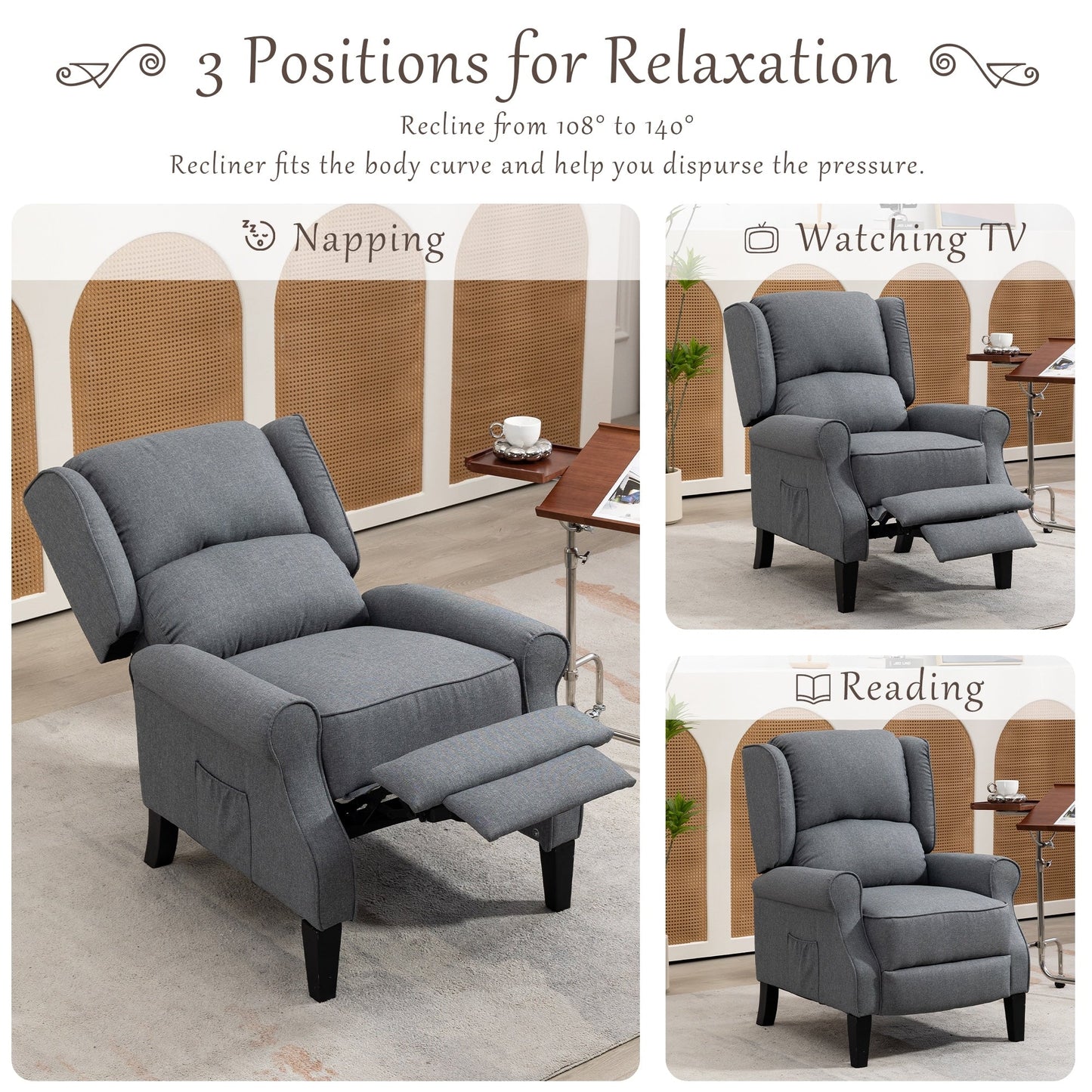 Modern Comfortable Upholstered Recliner