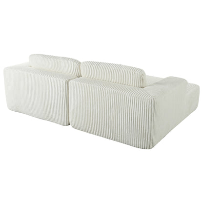 Modern Convertible Corduroy Loveseat Sofa Bed Wide Armrest Sofa with 2 Pillows for Living Room Apartment