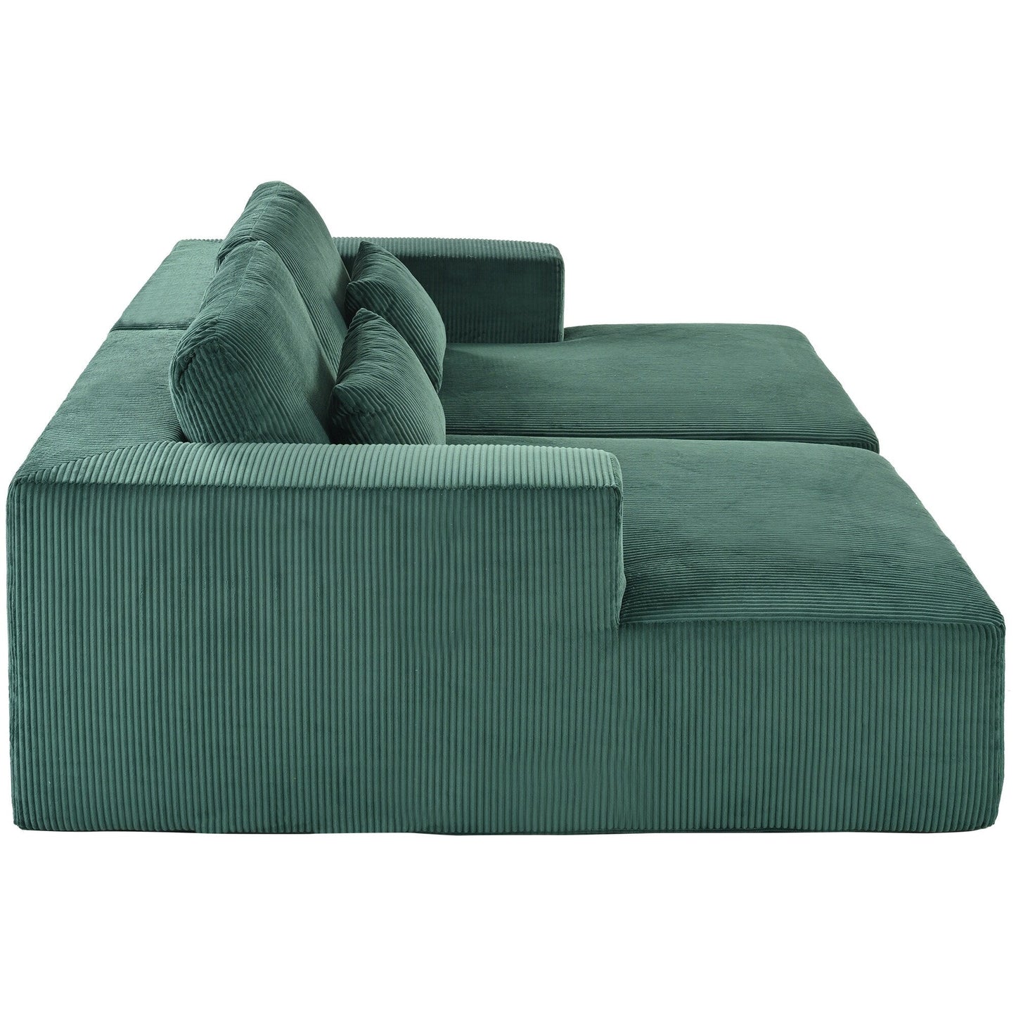 Modern Convertible Corduroy Loveseat Sofa Bed Wide Armrest Sofa with 2 Pillows for Living Room Apartment