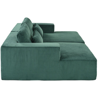 Modern Convertible Corduroy Loveseat Sofa Bed Wide Armrest Sofa with 2 Pillows for Living Room Apartment