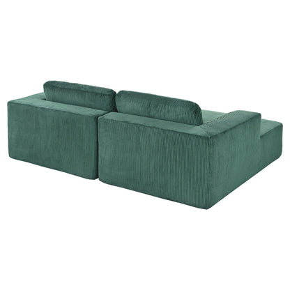 Modern Convertible Corduroy Loveseat Sofa Bed Wide Armrest Sofa with 2 Pillows for Living Room Apartment