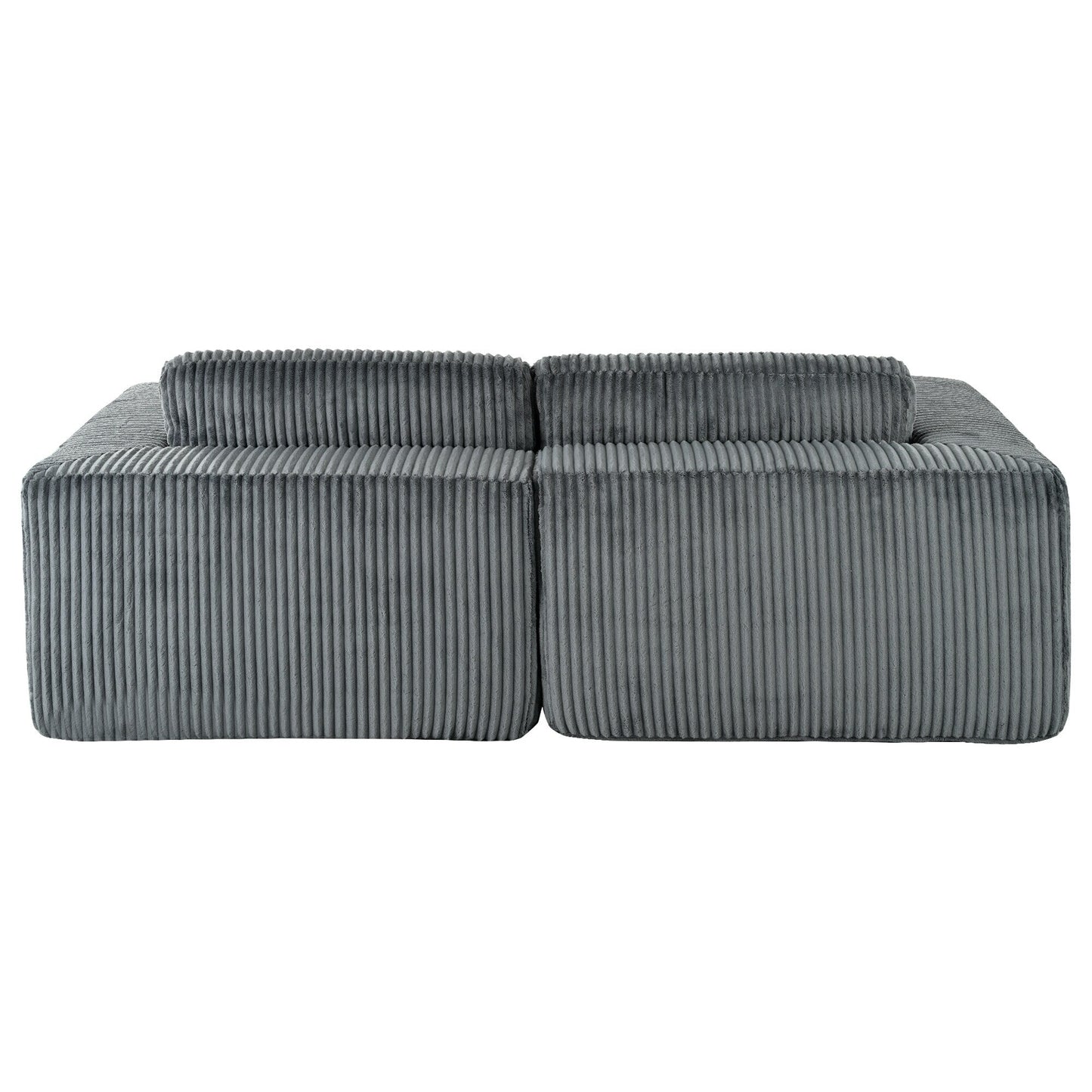 Modern Convertible Corduroy Loveseat Sofa Bed Wide Armrest Sofa with 2 Pillows for Living Room Apartment
