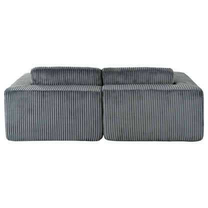 Modern Convertible Corduroy Loveseat Sofa Bed Wide Armrest Sofa with 2 Pillows for Living Room Apartment
