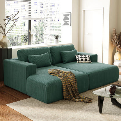Modern Convertible Corduroy Loveseat Sofa Bed Wide Armrest Sofa with 2 Pillows for Living Room Apartment