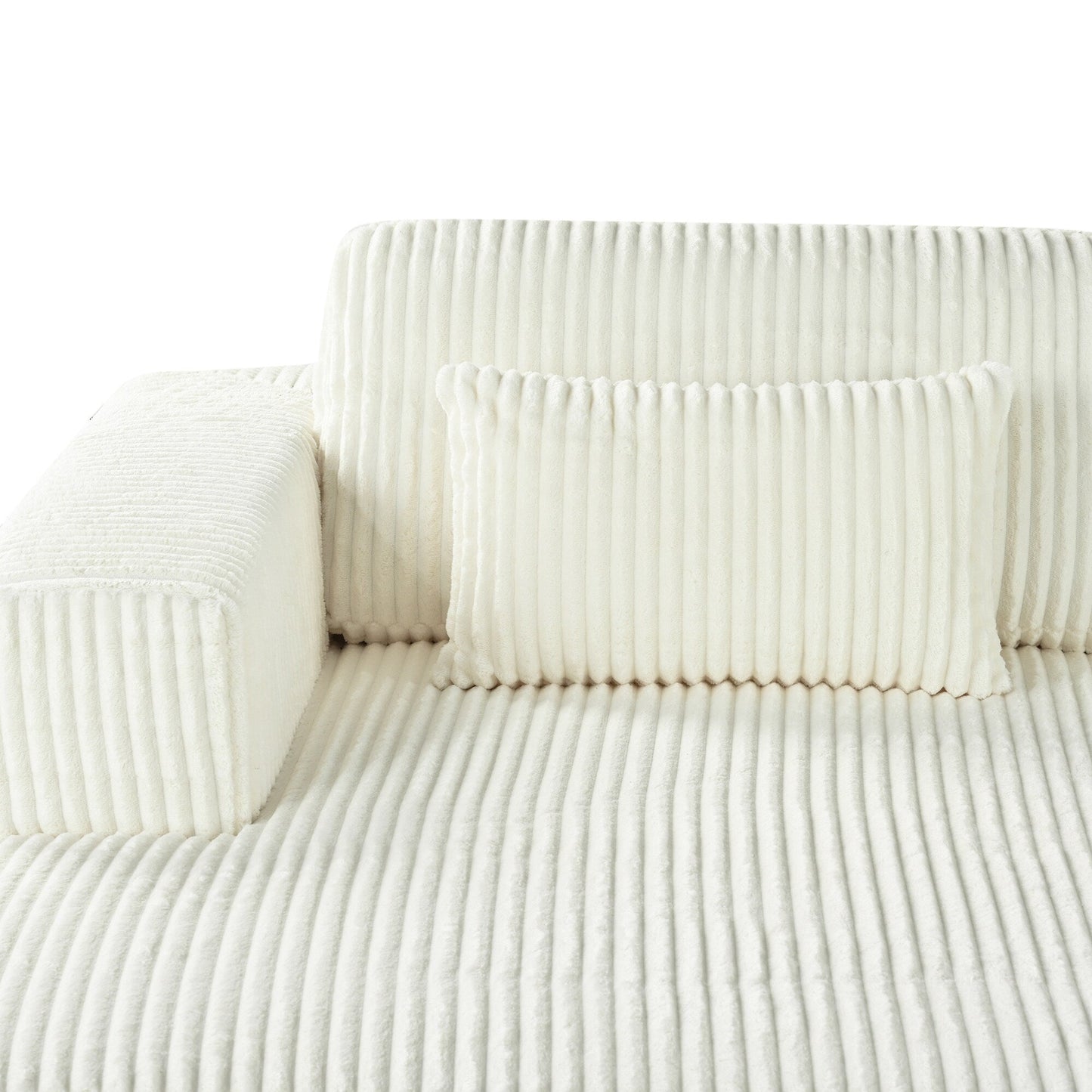 Modern Convertible Corduroy Loveseat Sofa Bed Wide Armrest Sofa with 2 Pillows for Living Room Apartment