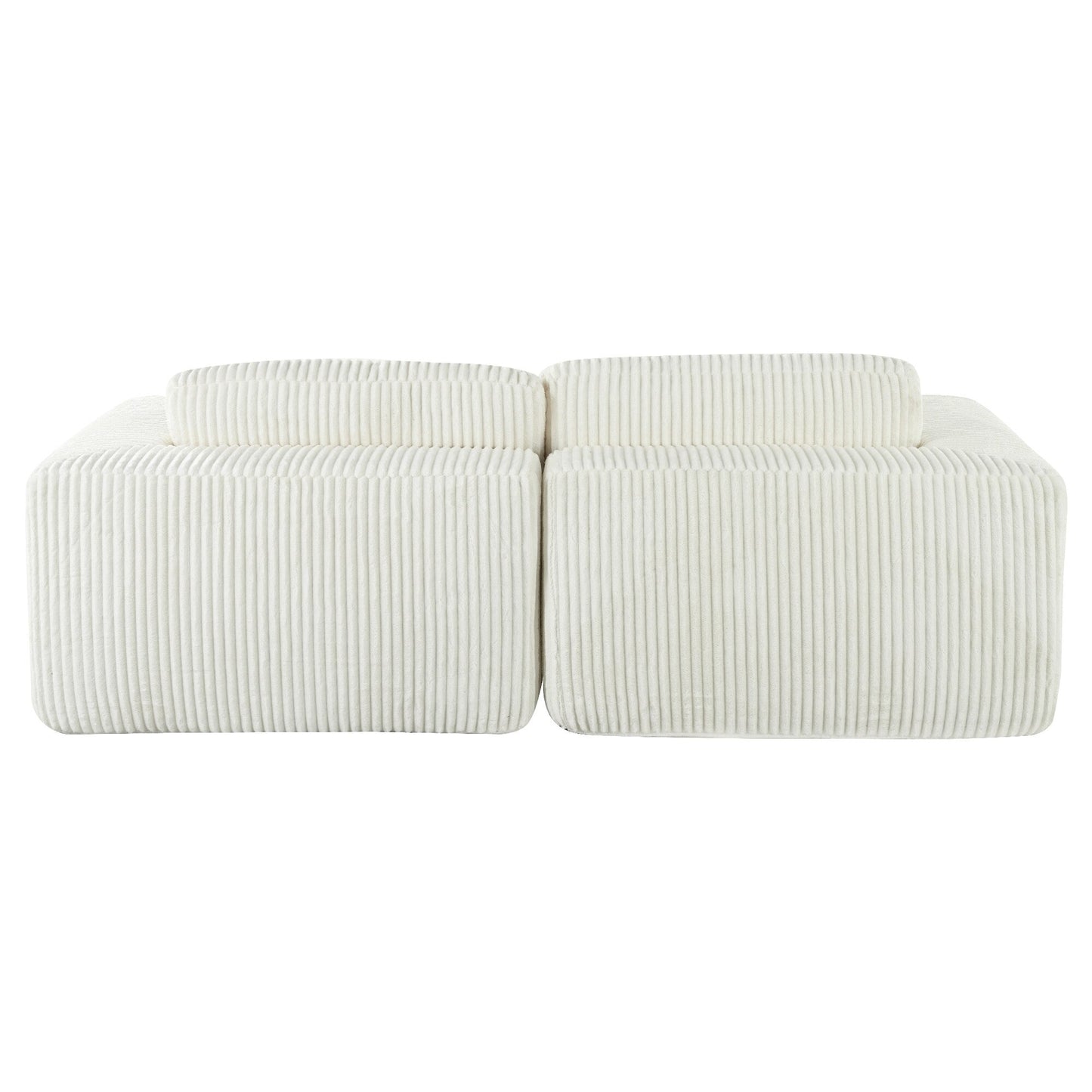 Modern Convertible Corduroy Loveseat Sofa Bed Wide Armrest Sofa with 2 Pillows for Living Room Apartment