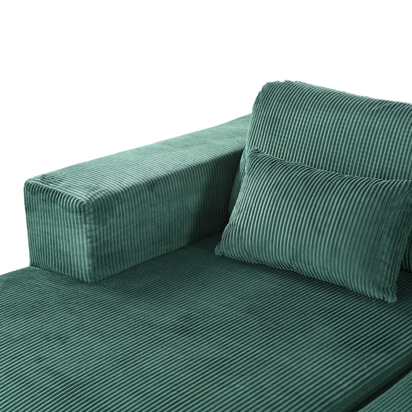 Modern Convertible Corduroy Loveseat Sofa Bed Wide Armrest Sofa with 2 Pillows for Living Room Apartment