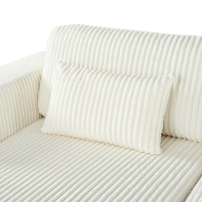 Modern Convertible Corduroy Loveseat Sofa Bed Wide Armrest Sofa with 2 Pillows for Living Room Apartment