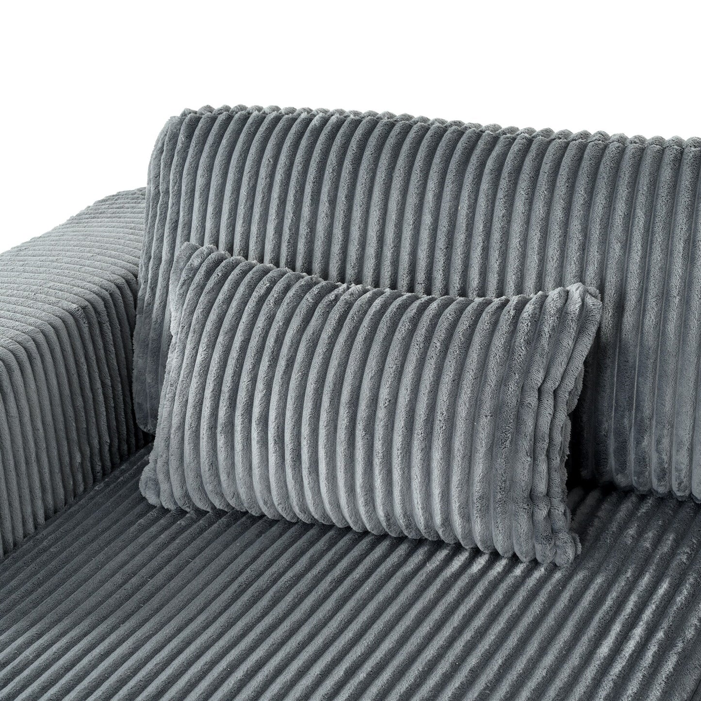 Modern Convertible Corduroy Loveseat Sofa Bed Wide Armrest Sofa with 2 Pillows for Living Room Apartment
