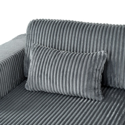 Modern Convertible Corduroy Loveseat Sofa Bed Wide Armrest Sofa with 2 Pillows for Living Room Apartment