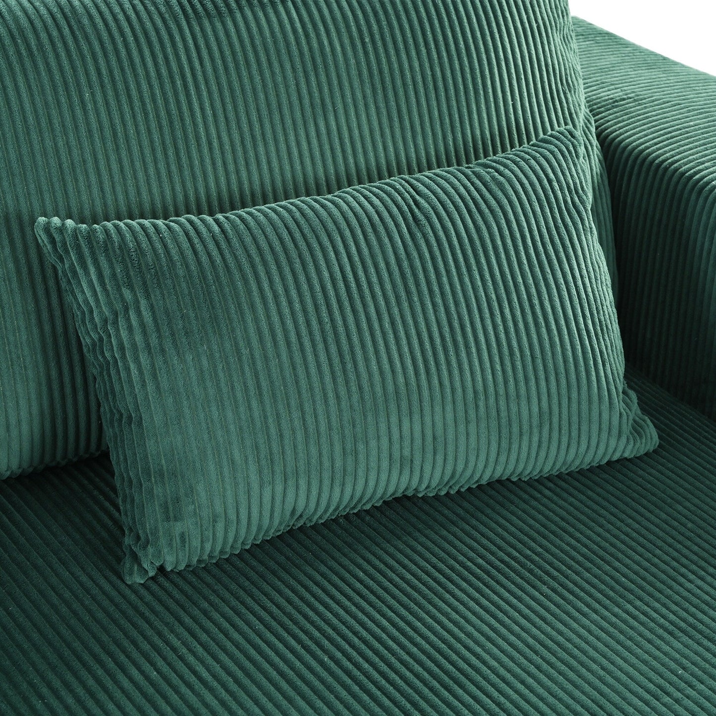 Modern Convertible Corduroy Loveseat Sofa Bed Wide Armrest Sofa with 2 Pillows for Living Room Apartment