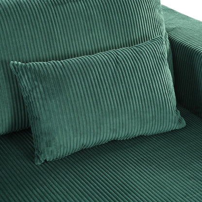 Modern Convertible Corduroy Loveseat Sofa Bed Wide Armrest Sofa with 2 Pillows for Living Room Apartment