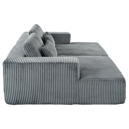 Modern Convertible Corduroy Loveseat Sofa Bed Wide Armrest Sofa with 2 Pillows for Living Room Apartment