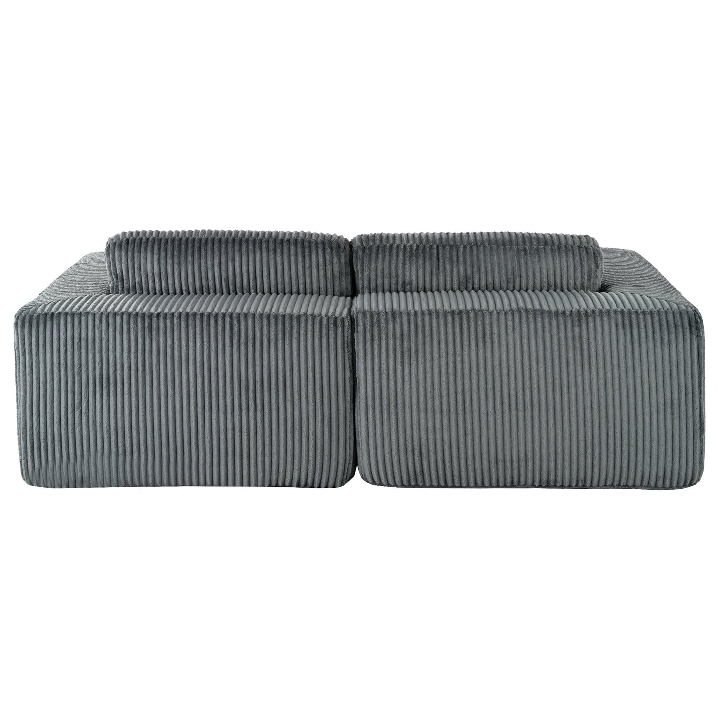 Modern Convertible Corduroy Loveseat Sofa Bed Wide Armrest Sofa with 2 Pillows for Living Room Apartment