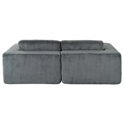 Modern Convertible Corduroy Loveseat Sofa Bed Wide Armrest Sofa with 2 Pillows for Living Room Apartment