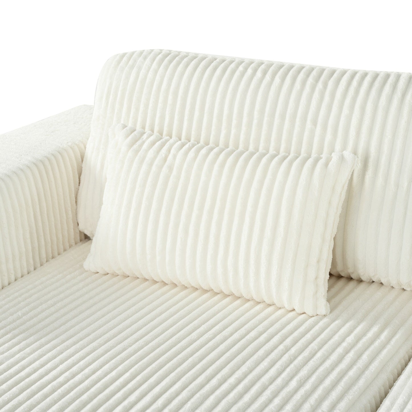 Modern Convertible Corduroy Loveseat Sofa Bed Wide Armrest Sofa with 2 Pillows for Living Room Apartment