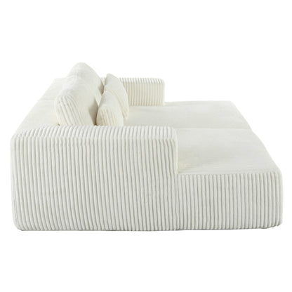 Modern Convertible Corduroy Loveseat Sofa Bed Wide Armrest Sofa with 2 Pillows for Living Room Apartment