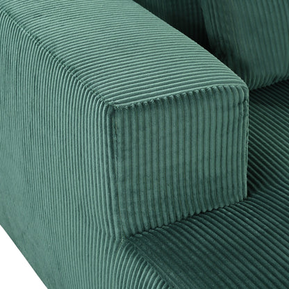 Modern Convertible Corduroy Loveseat Sofa Bed Wide Armrest Sofa with 2 Pillows for Living Room Apartment
