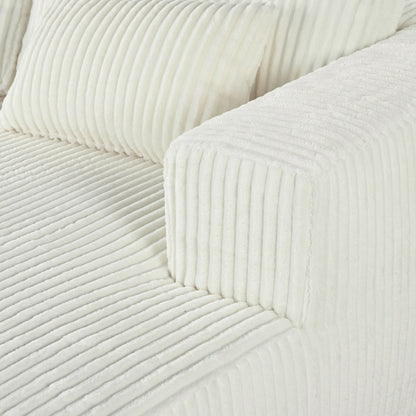 Modern Convertible Corduroy Loveseat Sofa Bed Wide Armrest Sofa with 2 Pillows for Living Room Apartment