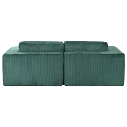 Modern Convertible Corduroy Loveseat Sofa Bed Wide Armrest Sofa with 2 Pillows for Living Room Apartment