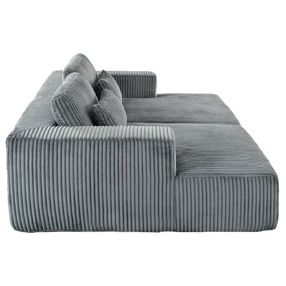 Modern Convertible Corduroy Loveseat Sofa Bed Wide Armrest Sofa with 2 Pillows for Living Room Apartment